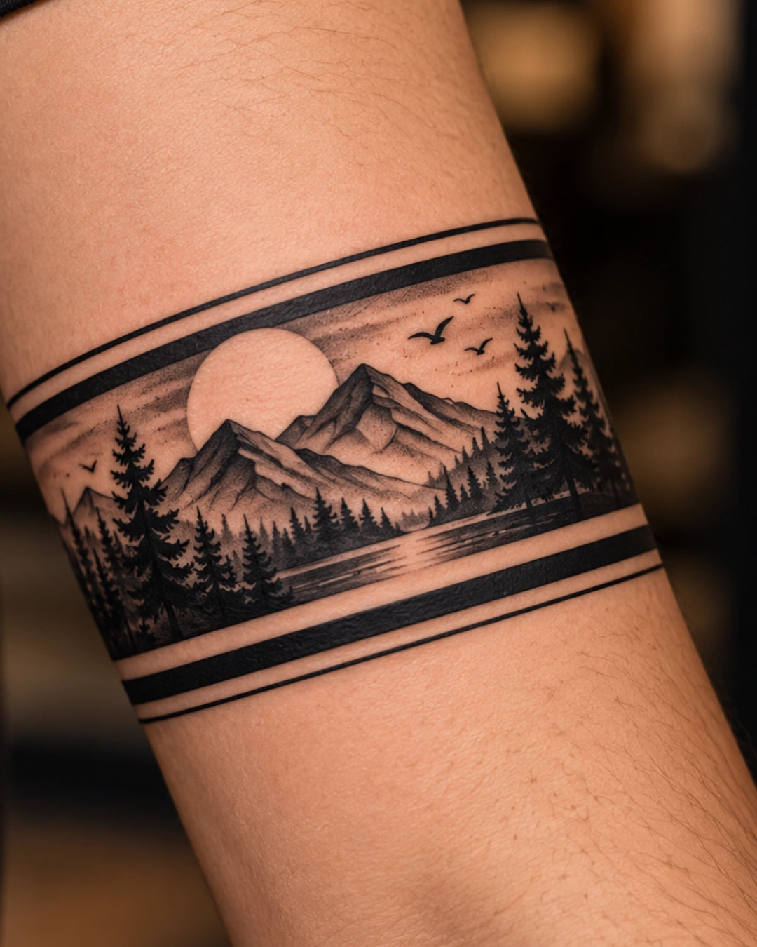 Custom black forest armband tattoo design
